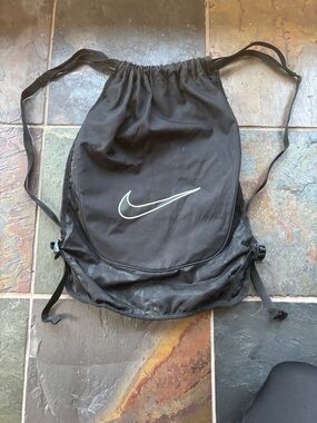 Nike Black Drawstring Swoosh Gym Sack Backpack